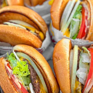 ows a box of hamburgers