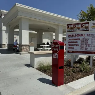 Menu and area of outside dining