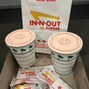 Two Strawberry  Shakes