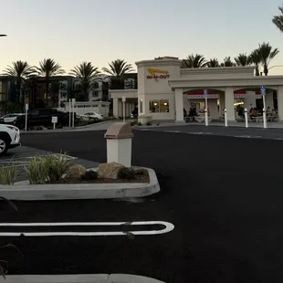 Parking lot view with motorcycle parking spots