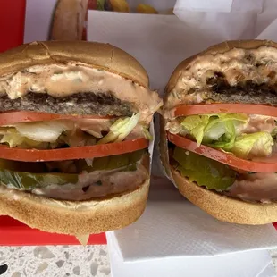 Burgers animal style with extra everything March 2024