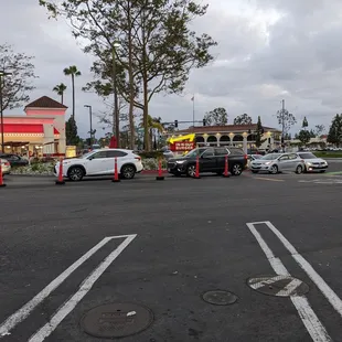 The drive thru line extended all the way into the main street!