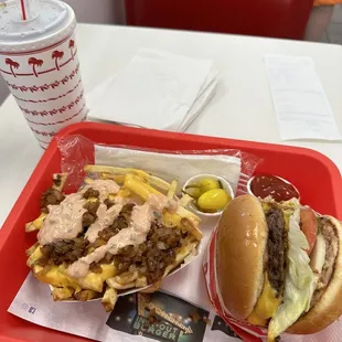 Animal style fries with double double