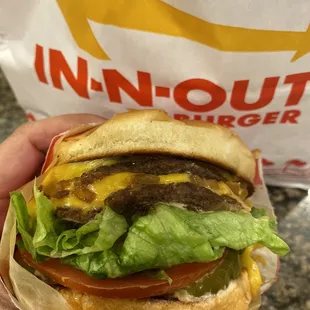 Double double &quot;animal style&quot; with a Neapolitan Shake. All off their Secret Menu! Yum! Missed my West coast burger place!