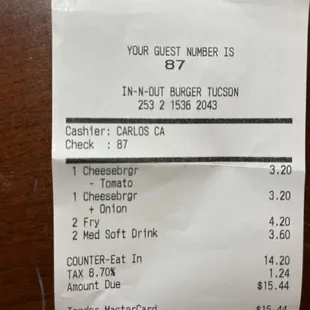 Our receipt