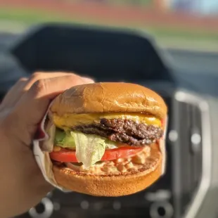 Double double with pickles and chiles