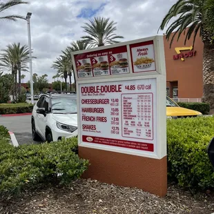 Drive thru menu