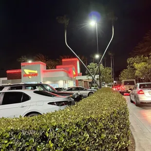 Line of cars at the drive-thru