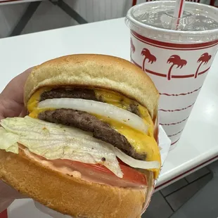 Double Double cheeseburger meal