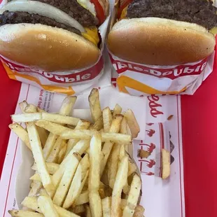 Double burgers and a fry