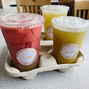 2 Sugarcane Juice with Kumquat and 1 with strawberry
