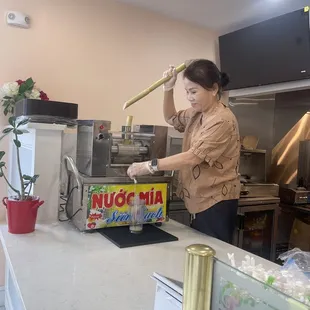 a woman preparing food
