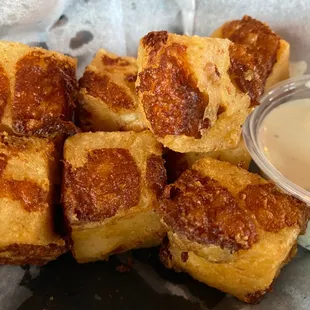 Their cheese curds are cubed!