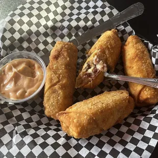 Reuben Rolls with 1000 Island dressing