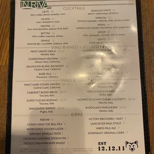 menu