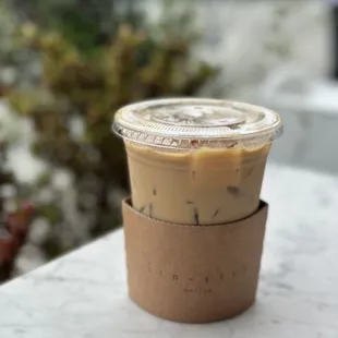 Iced Spanish Latte with oat milk.