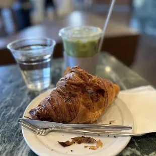 Iced Matcha Latte, Butter Croissant