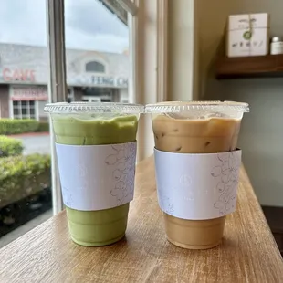 Matcha Latte and Banana Coffee