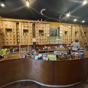 the counter of a tea shop