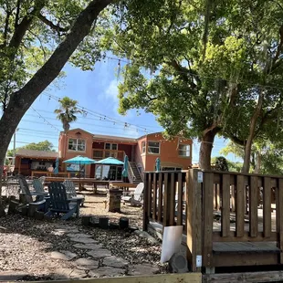 a deck and patio area