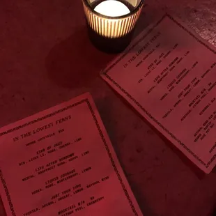 Bar menu