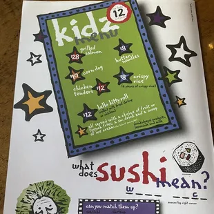 Kids menu!
