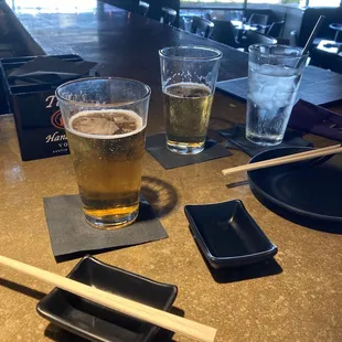 Happy hour beer and view of Tulsa skyline