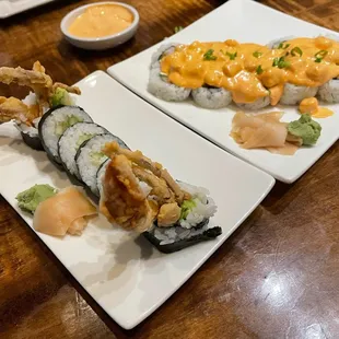 Shrimp Tempura and Volcano Roll