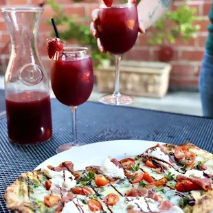 Wood fired pizza and sangrias