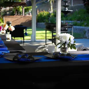 a table set for a formal dinner