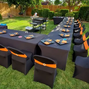 a table set up for a halloween party