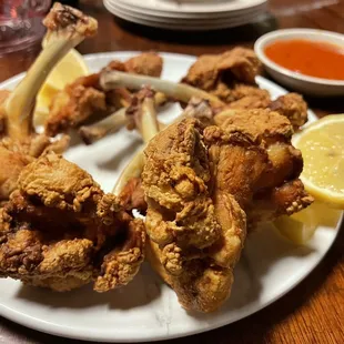 Chicken wings, make sure to ask for the hot chili paste!