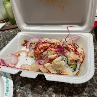 Ceviche roll.