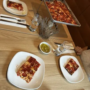 Pepperoni pizza for three with lots of leftovers