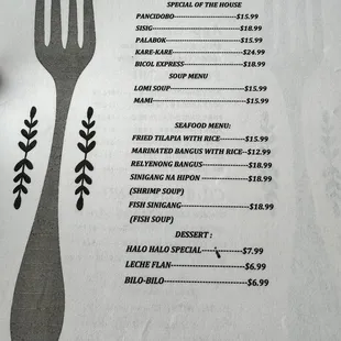 menu