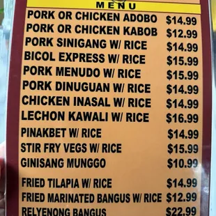 menu