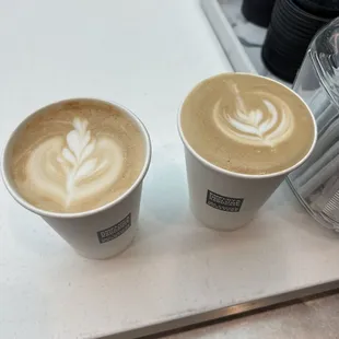 Latte with coffee art.