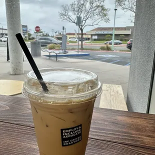 white miso latte, iced. strong espresso flavor