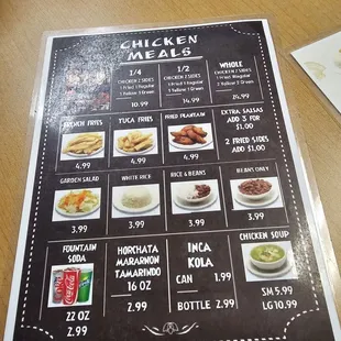 a menu on a table