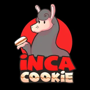 Our logo! A llama holding an Alfajor cookie