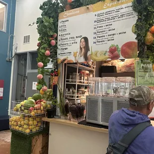 Juice and smoothie menu.