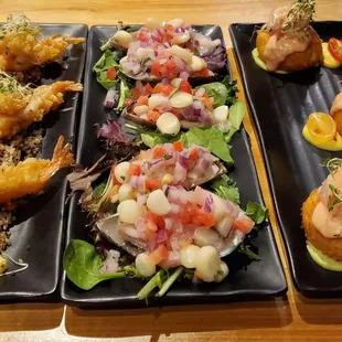 Jumbo fried shrimp, mussels and Shrimp Causa@ Inca Social!