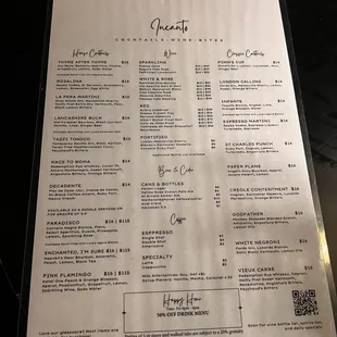 Full drink menu