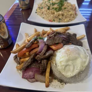 Lomo Saltado and rice chaufa