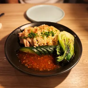 [DAK] ginger chicken. jasmine rice, sweet chili, bokchoy