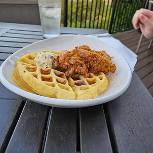 Chicken and waffles - waffles tasted metallic unfortunately