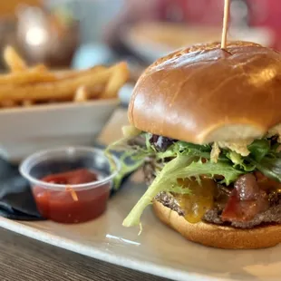 a burger and french fries