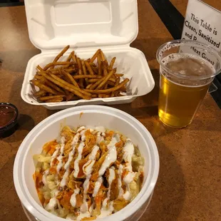 Mac Monday's a beer and fries.