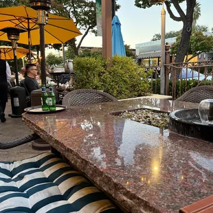 Corner seating outdoors