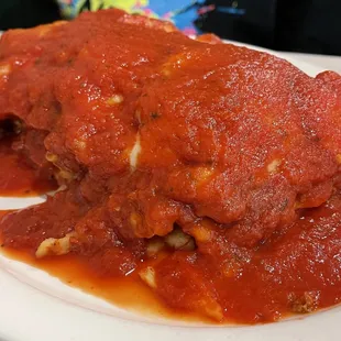 The lasagna portion is massive...almost looks like a loaf of bread.